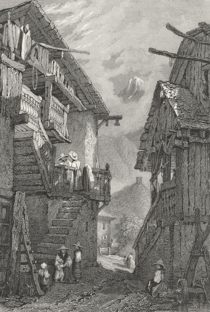SWITZERLAND. Swiss Cottage, Lavey. Prout 1830 old antique print picture